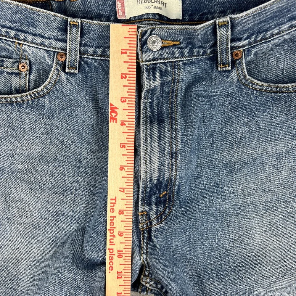 VTG Levis 505 Jeans Mens 36x27 Distressed‎ Straight Fit Blue Denim Y2K 2000s